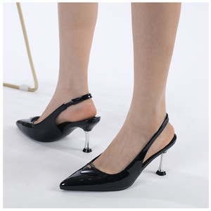 Zapatos de mujer: Nuevas <span class=keywords><strong>sandalias</strong></span> de tacón de aguja con punta, estilo francés, con talón triangular y correa trasera, ideales <span class=keywords><strong>para</strong></span> jóvenes con temperamento. - Product Image 4