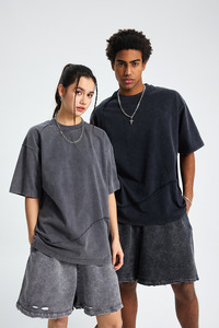 Camiseta de punto de manga corta informal para hombre, 100% algodón, 300 gramos, anti-bolitas, corte oversize, cuello redondo, lisa, sin estampado, efecto seda, venta al por mayor, novedad - Product Image 3