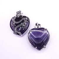 Pendentif d'Amour en Forme de Dragon Personnalisé Rétro Mode Pendentif en Pierre d'Améthyste Accessoires Vente en Gros