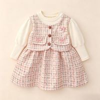 Niedliches Mehrlagiges Langarm-Prinzessinnenkleid Frühling Baby Mädchen Kinder 1. Geburtstag Festkleid