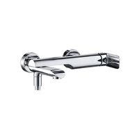 Mitigeur de baignoire pliable chromé poli à poignée unique avec jet doux, ensemble de douche au design moderne