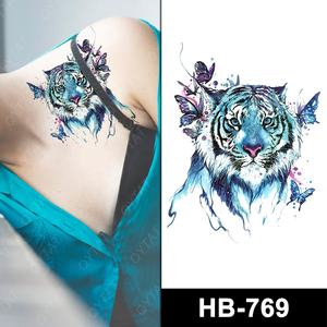 Venta al por mayor mujeres niñas hombre fresco diseño Tribal impermeable tatuajes temporales de tigre para la decoración del cuerpo - Product Image 2