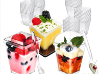 Groothandel Transparante Vierkante PET/PS Plastic Dessertbekerdeksel UV-druk Aangepaste Logo Mousse Cake Fruit Pudding