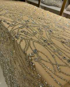 Tissu de Broderie Haut de Gamme avec Paillettes et Perles Tissu Magnifiquement Conçu pour Robes de Mariée et de Soirée - Product Image 1