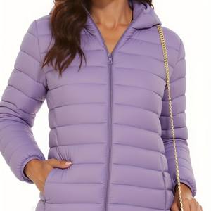 Chaqueta Acolchada Ligera con Capucha para <span class=keywords><strong>Mujer</strong></span>, Ropa de Abrigo de Invierno Acolchada de Poliéster Tejido para Uso Diario Informal - Product Image 1