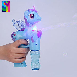 SY Unicorn Bubble <span class=keywords><strong>Blaster</strong></span> con pistola <span class=keywords><strong>de</strong></span> burbujas <span class=keywords><strong>de</strong></span> luz y <span class=keywords><strong>sonido</strong></span> y 2 botellas Bubble Gun Toy - Product Image 6