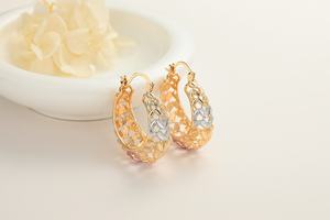 Oro joyeria vente en gros boucles d'oreilles femmes filles boucles d'oreilles en zircone cubique cerceau plaqué or 18 carats boucles d'oreilles goutte bijoux de mode - Product Image 2