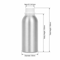 Bouteille en aluminium mat de 250 ml avec bouchon de sécurité blanc de 55 mm de diamètre, non réfléchissant, pour emballage d'huiles essentielles et de parfums