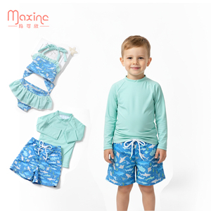 일치하는 가족 어린이 수영복 세트 도매, 사용자 정의 아기 소년 비치웨어, 수영복 세트, 유아 소녀 수영복 의류 - Product Image 1