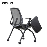 Silla de Entrenamiento de Oficina Integrada de Diseño Moderno, Silla Plegable de Tela con Tablero de Escritura para Sala de Reuniones, Escritorio de Aprendizaje
