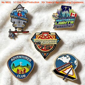 Épingles souvenirs métalliques durables pour le Grand Jour Mondial des Jeunes Adventistes Pathfinder 2025 et stock en vrac prêt à l'emploi pour les Pathfinder - Product Image 1