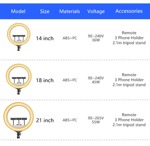 Lampe de photographie polyvalente : Anneau lumineux de 18 pouces, anneau lumineux pour vidéos, anneau lumineux pour selfie, anneau lumineux pour diffusion en direct, vidéo - Product Image 3