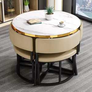 <span class=keywords><strong>Set</strong></span> Tavolo da Pranzo Rotondo con 4 Sedie Salvaspazio in Stile Nordico per Sala da Pranzo - Product Image 4