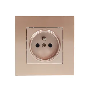 Black Gold Grey Color European Standard Electrical Wall Switches And Sockets 1 Gang Wall French Socket 16A For Residential