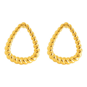 Geometric Hoop <b>Earrings</b> <b>Gold</b> Stainless Steel Threaded Stud Party Jewelry Women's Fashion <b>Dangle</b> <b>Earrings</b> - Product Image 4