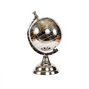 Minimalist <b>Globe</b> Stand <b>Rotatable</b> High Quality Silver <b>Globe</b> Model Decorative Accent Table Decoration Object Business Gift Items - Product Image 1