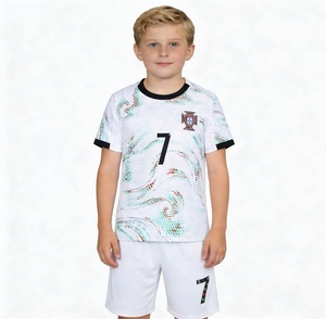 Maillot de football Portugal domicile 100% polyester à séchage rapide # Ensemble de 7 maillots de football respirants pour enfants - Product Image 1