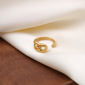 Geometric Knot <b>Ring</b> Gold Women's Fashion <b>Ring</b> For Gift <b>Titanium</b> Steel 18K Plated Pinky <b>Ring</b> - Product Image 2