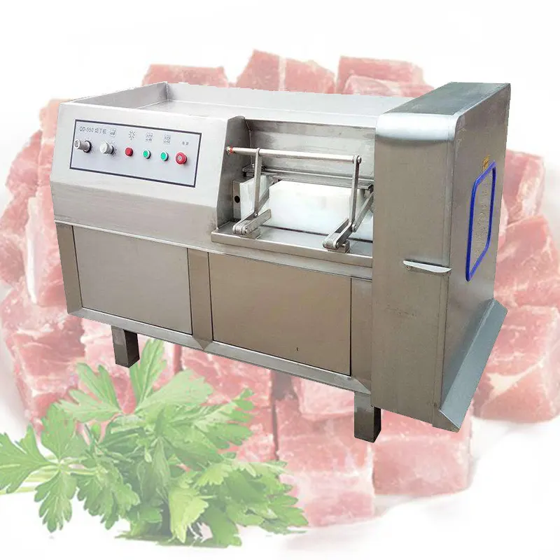 Equipo de procesamiento de carne comercial automático de acero inoxidable, cubos grandes eléctricos, máquina cortadora de carne fresca
