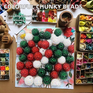 Cuentas Redondas de Acrílico de Colores de 20 mm, Cuentas de Estrás Acrílicas Gruesas, Sueltas, para Hacer Joyas, en Bolsa con Cierre - Product Image 3