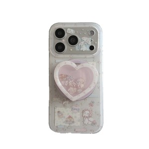 Funda Magnética con Soporte, Diseño Floral de Osito y Conejito, Doble Capa, para iPhone 17 Pro Max, iPhone 16, iPhone 15 - Product Image 1