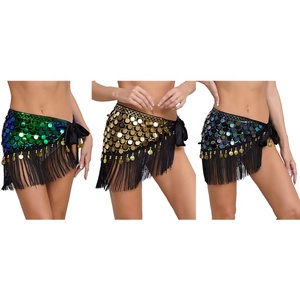 Trajes de Danza para Mujer, Falda de Danza del Vientre con Cordones, Pañuelo de Cintura con Flecos, Trajes de Danza para Espectáculos - Product Image 1