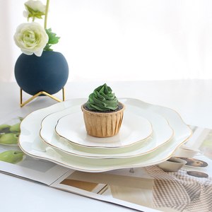 Usine de Chine Fleurs Blanches Ues de Mariage Assiettes de restaurant personnalisées en porcelaine osseuse pour mariage - Product Image 6