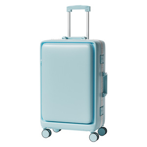 Front-opening Aluminum Frame 20-inch Carry-on <b>Suitcase</b> With 360 Degree Spinner Wheels Solid Color Unisex Travel Trolley Case - Product Image 5