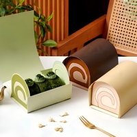 Boîte d'emballage alimentaire pliable personnalisée ODM de qualité alimentaire pour desserts, pâtisseries, mousses, gâteaux, en carton kraft avec fenêtre transparente et votre marque