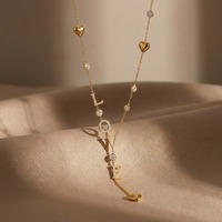 Collier avec pendentif en forme de cœur en or, lettres LOVE, accessoires de mode pour filles, bijoux en gros TGXL15364