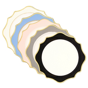 Assiettes de présentation élégantes pour mariages, assiettes à fruits à bordure dorée irrégulière pour la décoration de table de réception de mariage et centre de table - Product Image 6