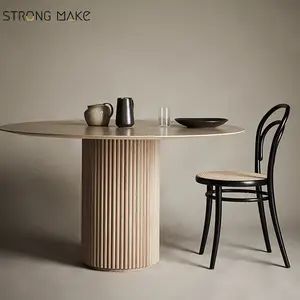 Современная мебель из натурального дуба, деревянный круг, набор Estisch Stuhl, обеденный стол из массива черного дерева, цилиндрический обеденный стол с ясеневой столешницей