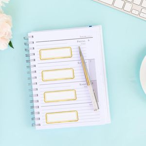 Blank Shipping <b>Labels</b> Rectangular Matte White Gold Border Writable Self-Adhesive Paper Stickers for <b>Packaging</b> - Product Image 3