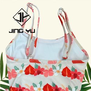 Traje de Baño de Una Pieza con Estampado Hawaiano de Diseño del Fabricante, Bikini Personalizado con Pliegues y Nervaduras para Niñas - Product Image 2