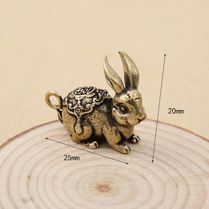 Antique Brass Rabbit Pendant <b>Car</b> Keychain Creative Lucky Charm Accessory - Product Image 2