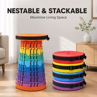 Tabouret empilable vertical en plastique rond, design emboîtable, pour rangement, placard, étagère étroite, gain de place, maison bien rangée