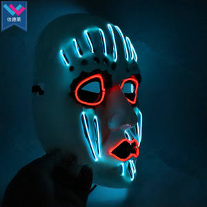 Máscara LED Kabuki <span class=keywords><strong>de</strong></span> Joey Slipknot, máscara <span class=keywords><strong>de</strong></span> neón con luz <span class=keywords><strong>de</strong></span> neón para fiesta <span class=keywords><strong>de</strong></span> Halloween, Cosplay <span class=keywords><strong>de</strong></span> <span class=keywords><strong>Terror</strong></span> para carnavales, hecha <span class=keywords><strong>de</strong></span> plástico y PVC - Product Image 3