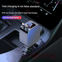 Chargeur de voiture rapide 120W avec câble rétractable 5-en-1 compatible avec les téléphones et montres iOS et Android