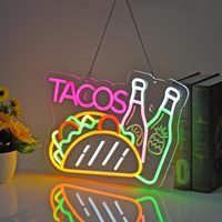 Panneau publicitaire lumineux LED néon coloré en acrylique pour restaurant, bar, camion de restauration rapide, signalisation d'entrée, lumière d'ambiance