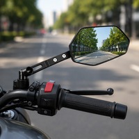 Rétroviseur de moto HD en alliage d'aluminium, rétroviseur avant universel, filetage 10 mm, noir, garantie premium de 12 mois, sécurité, ajustement universel