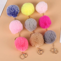 Porte-clés Pompon en Fausse Fourrure Douce de Haute Qualité, Breloque de Sac Colorée et Moelleuse, Accessoire de Mode