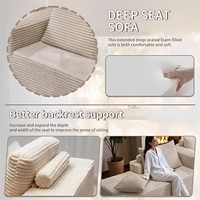 Off-White Tiefsitz-Cordsofa Moderne Lounge-Couch für Wohnzimmer