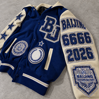 Vestes de baseball personnalisées en chenille brodée avec logo en strass, style streetwear, pour hommes, pour l'hiver