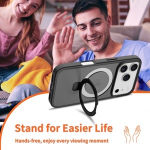 Coque arrière mate en PC de haute qualité avec support métallique magnétique pour iPhone 17 Air 16E 15 Pro Max, coque givrée, vente en gros - Product Image 3