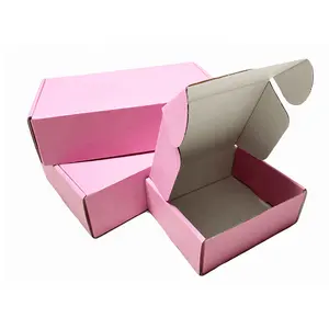 Venta al por mayor logotipo personalizado Rosa ropa interior caja de envío caja de cartón corrugado caja de correo con logotipo