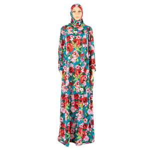 Robe longue Abaya à capuche ample et élégante pour femmes musulmanes, imprimé floral, grande taille, toutes saisons, vente chaude - Product Image 1