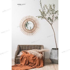 Classic Europe Design Handmade Eye Shape <strong>Rattan</strong> <strong>Mirror</strong> Natural Color Decorative Wall <strong>Mirror</strong> - Product Image 4
