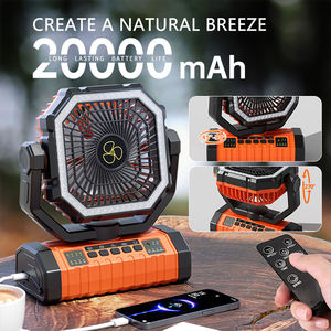 XINSITE Portable Outdoor Solar Rechargeable Desk Fan with LED <b>Light</b> Remote Control Camping Lamp for Outdoor Activities - Product Image 4