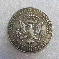 Réplique de pièce de monnaie américaine ancienne, style Hobo rétro, avec le visage du président américain John F. Kennedy et le symbole de la Liberté, en argent plaqué bronze, digne d'un demi-dollar.