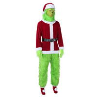 Disfraz de Grinch de Peluche Verde con Pantalones Peludos para Adulto, Disfraz de Navidad y Halloween, Colección Transfronteriza Primavera 2025 Sin Etiqueta